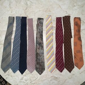 LOT of 9 Vintage Various Designer Neck Ties 3 inch Silk Stripes Patterns 80s 90s